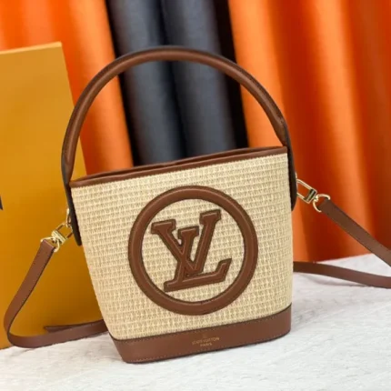 2way Plain Logo Straw Bag