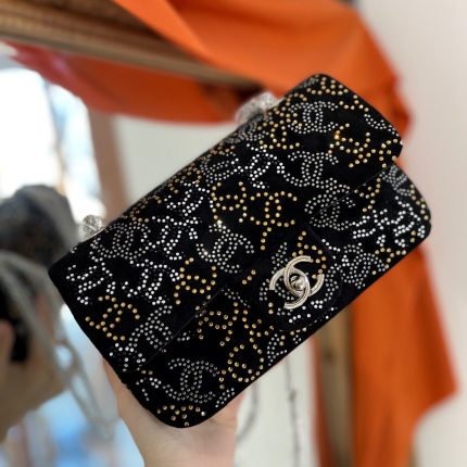 Pearl Chain Black Bag