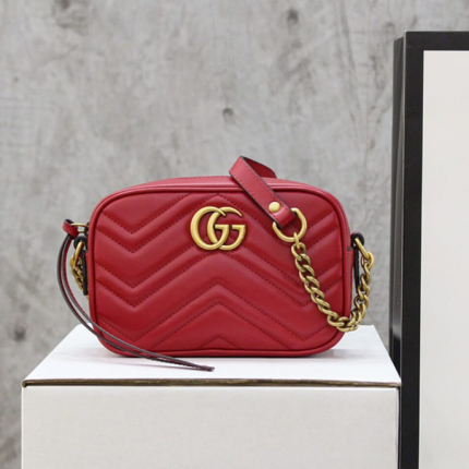Marmont Matelasse Mini Crossbody Bag Red