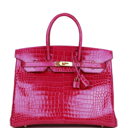 H Birkin 35 Rose Scheherazade Shiny Crocodile