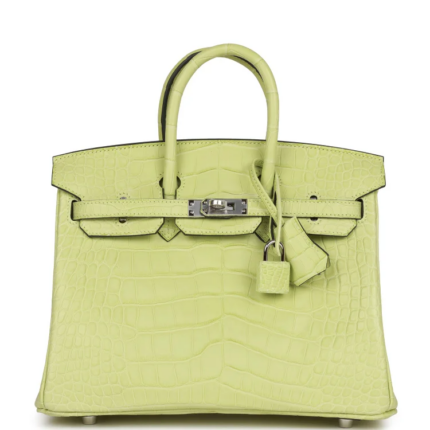 H Birkin 25 Jaune Bourgeon Matte Alligator Palladium