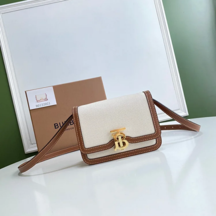 Bur Small Two Tone Canvas Leather TB Bag
