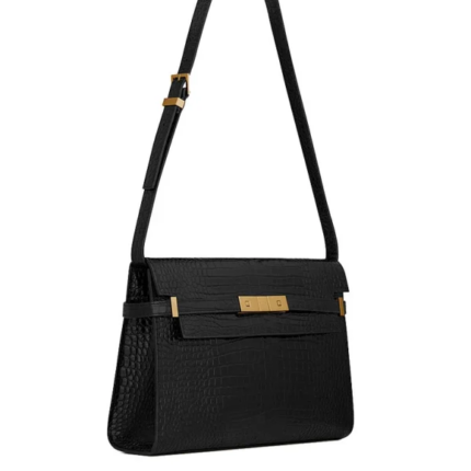 Y  Shoulder Bag in Crocodile Embossed Shiny Leather