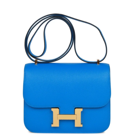 Hermes Constance Bag Bleu Hydra Chevre Gold Hardware