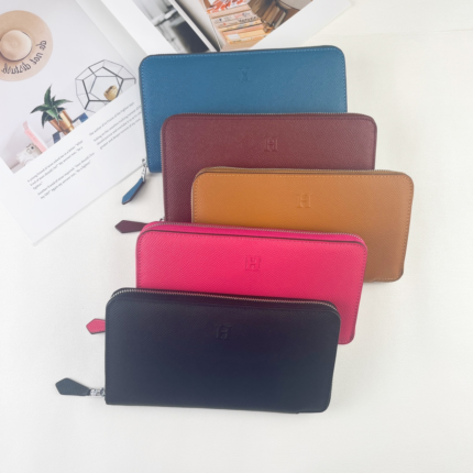 Hermes Silk Empson-Barenia Leather Wallet