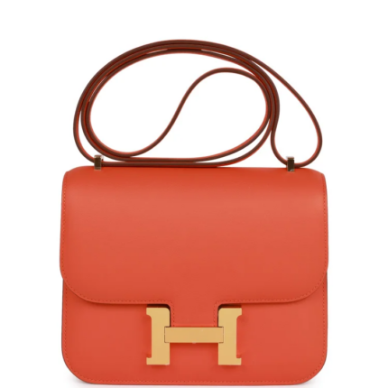 H Constance  Bag Orange Swift Gold Hardware