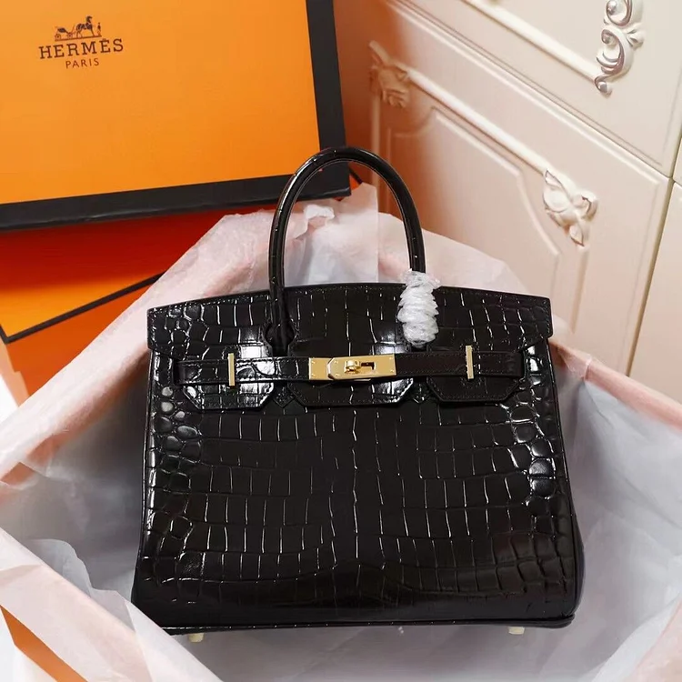 H Birkin 25 Shiny Crocodile gold
