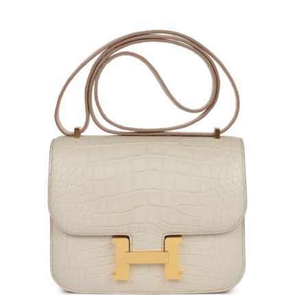 H Constance Bag Beton Matte Alligator Gold Hardware