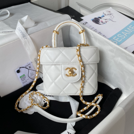 Cc Small Vanity Case White Lambskin bag