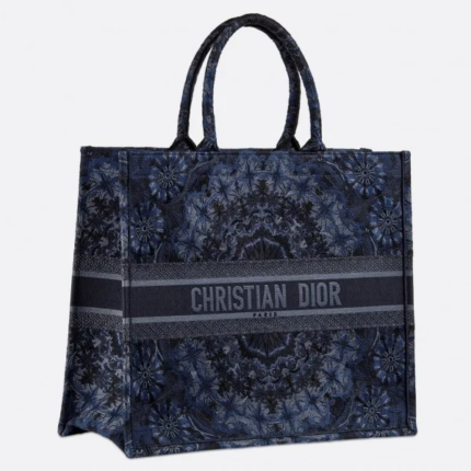 D Book Tote Bag In Blue KaleiDscopic Canvas