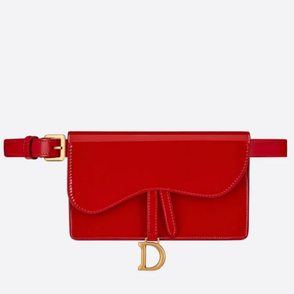 D Saddle Belt Bag In Red Patent Leather