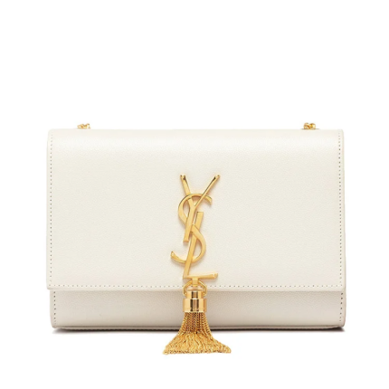 Y Kate Small Chain Bag with Tassel Embossed Shiny Leather