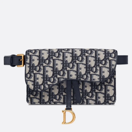 D Blue Oblique Saddle Belt Bag