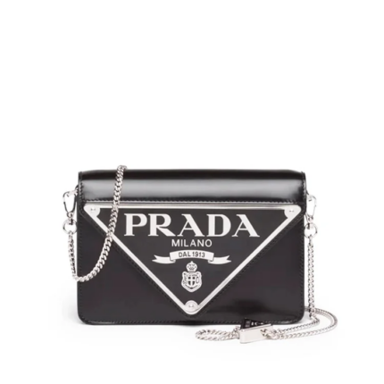 PP Brushed Leather Shoulder Bag in Black