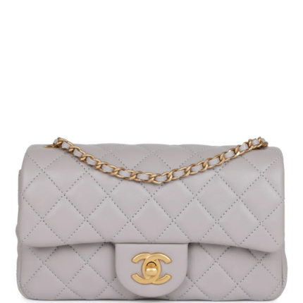 CC Pearl Crush Mini Rectangular Flap Bag Light Grey