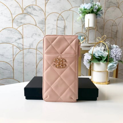CC 19 Matelass Phone and Card Case Pink Bag For Women