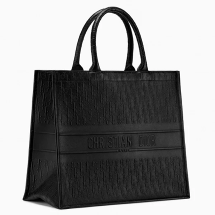 D Book Tote Bag In Black Oblique Embossed Calfskin