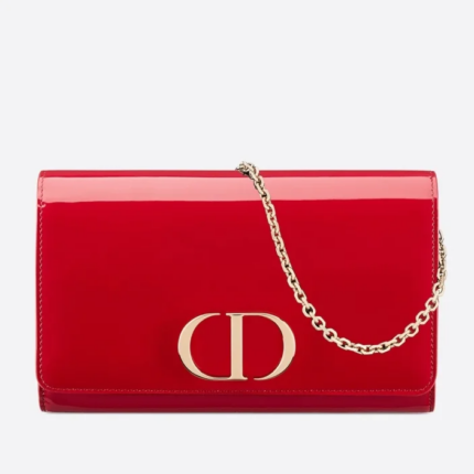 D 30 Montaigne Wallet On Chain In Red Patent Calfskin