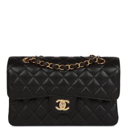 CC Small Classic Double Flap Black Caviar Bag