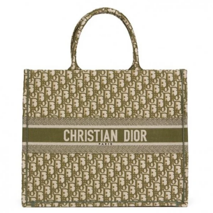 D Book Tote Bag In Green Oblique Canvas