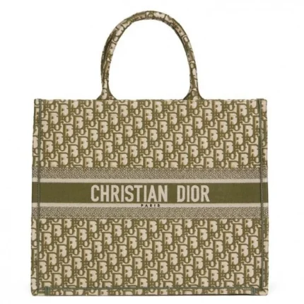 D Book Tote Bag In Green Oblique Canvas
