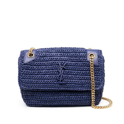 Y Niki Medium Chain Bag in Raffia and Leather
