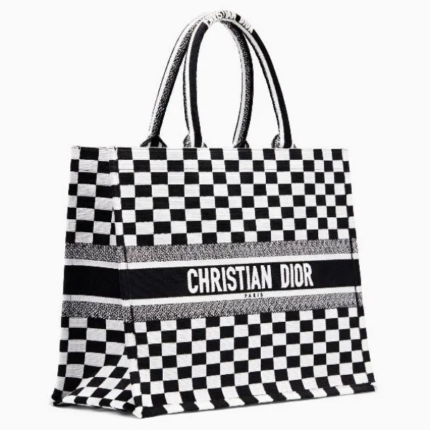 D Book Tote Bag Checkered Canvas