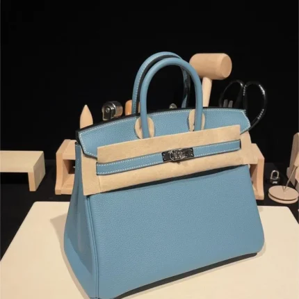 Hermès Birkin 25 Togo Leather Bag in Blue