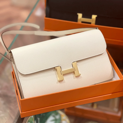 Hermès Mini Constance 18 Epsom Palladium in White