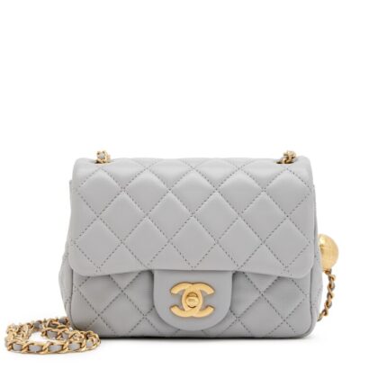 Chanel Grey Mini Flap Bag Gold Hardware