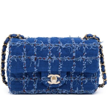 Chanel Blue Mini Flap Bag Gold Hardware