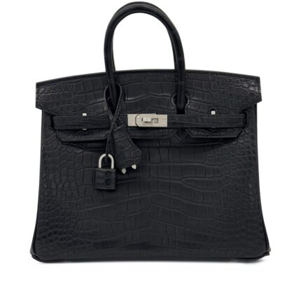 Hermes Birkin 25 Black Matte Alligator Palladium