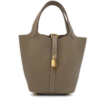 Hermes Etoupe Clemence Picotin Lock 18 Gold Hardware